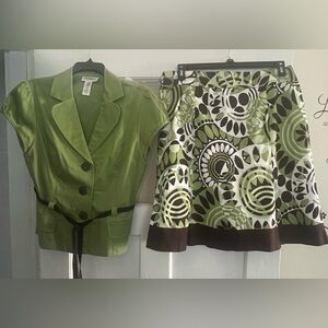Studio I Green and Black Skirt Set